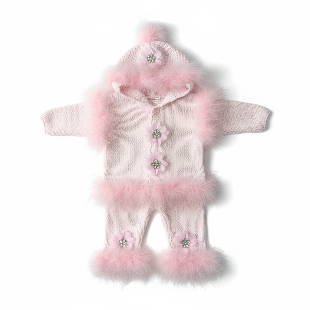 Pink Marabou Crochet Set